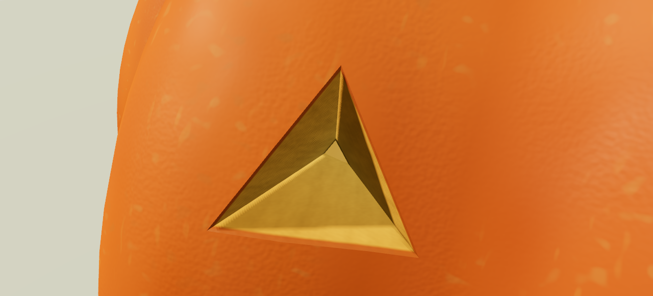 Revised triangular cut with a continuous inner corner under the same material and light.