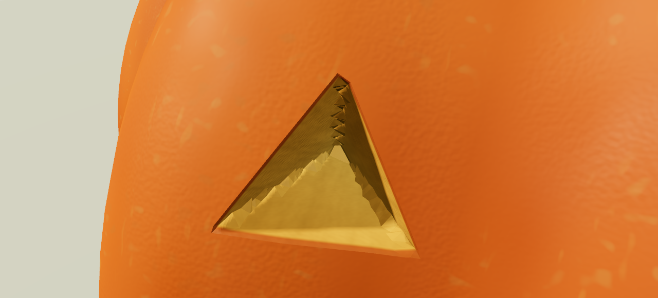 Original triangular cut with repeated sawtooth fins down the inner corner.