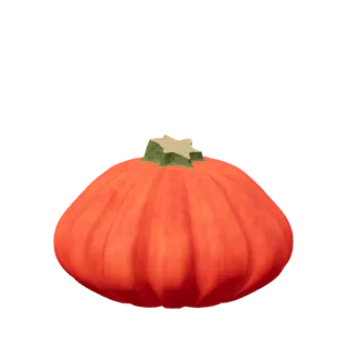Red-orange pumpkin, flat and deeply ribbed