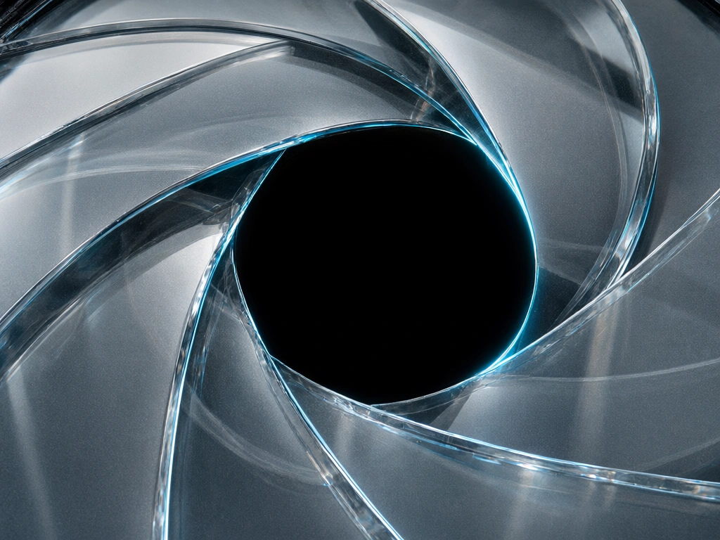 Glass iris study showing clear curved faces and cool polished edges