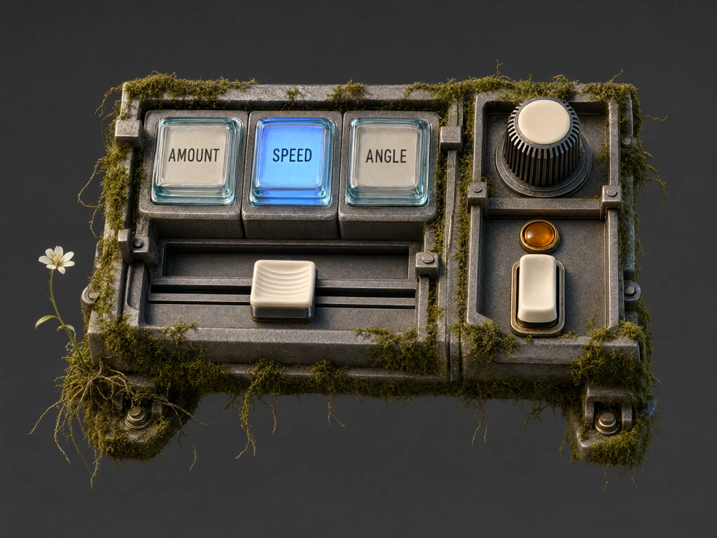 Moss-covered control panel with glass keys and an ivory slider